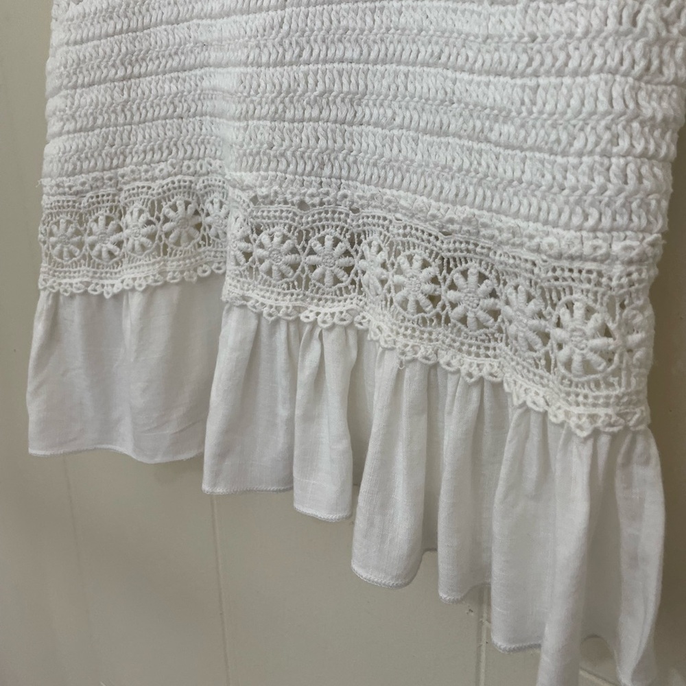 GOA Beachwear By Japna Sleeveless Crochet Coverup Top White Tie Strap ~ Size S - Picture 7 of 10